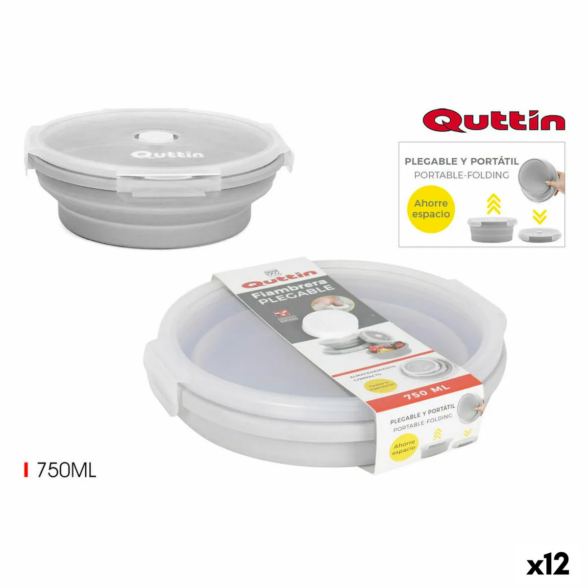 Porta pranzo Quttin Rosso Silicone 750 ml 17 x 7 cm (12 Unità)