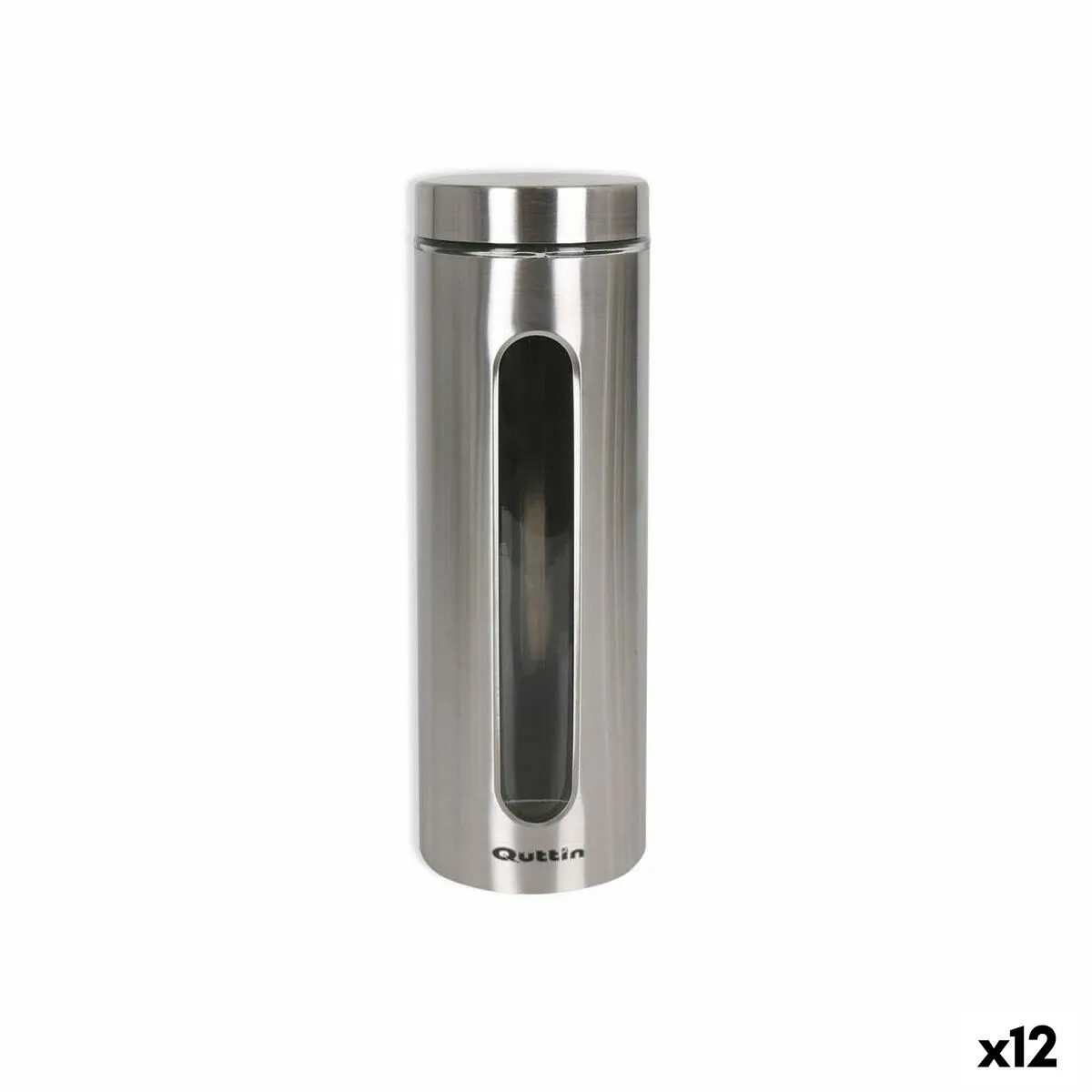 Vaso Quttin Trasparente Argentato Vetro Acciaio 2,2 L 10 x 10 x 30,5 cm (12 Unità)