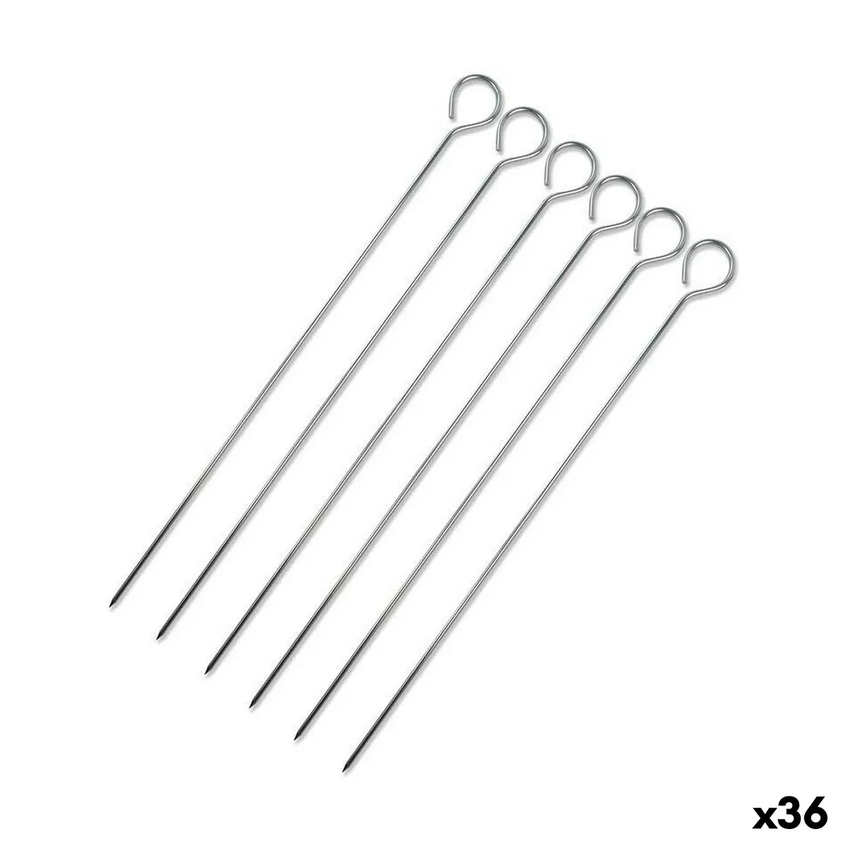 Set di Spiedini per Barbecue Wooow Metallo 6 Pezzi 30 cm (36 Unità)