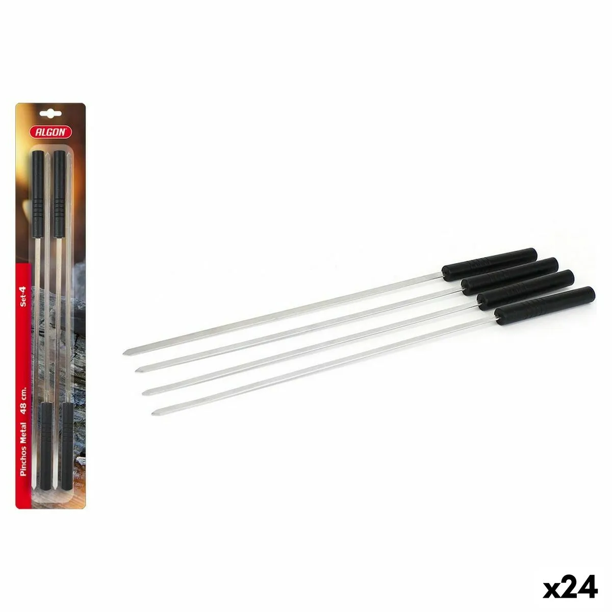 Set di Spiedini per Barbecue Algon Metallo Plastica 4 Pezzi (24 Unità) (48 cm) (4 pcs)