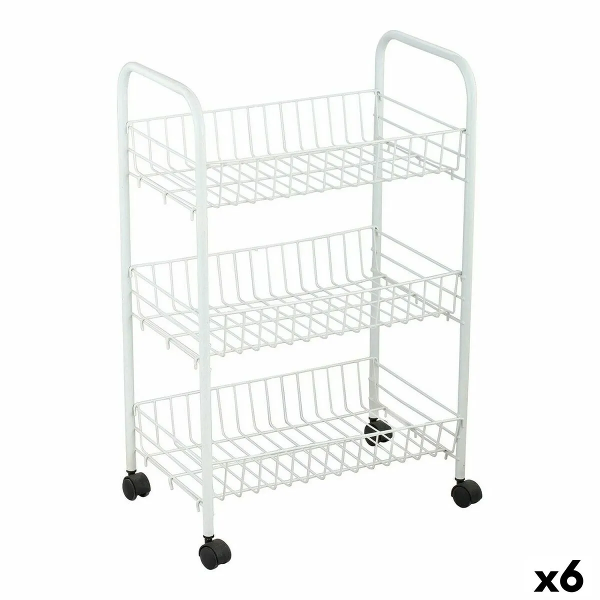 Carrello per Verdure Confortime Bianco Metallo 3 Mensole 40 x 26 x 62 cm (6 Unità)