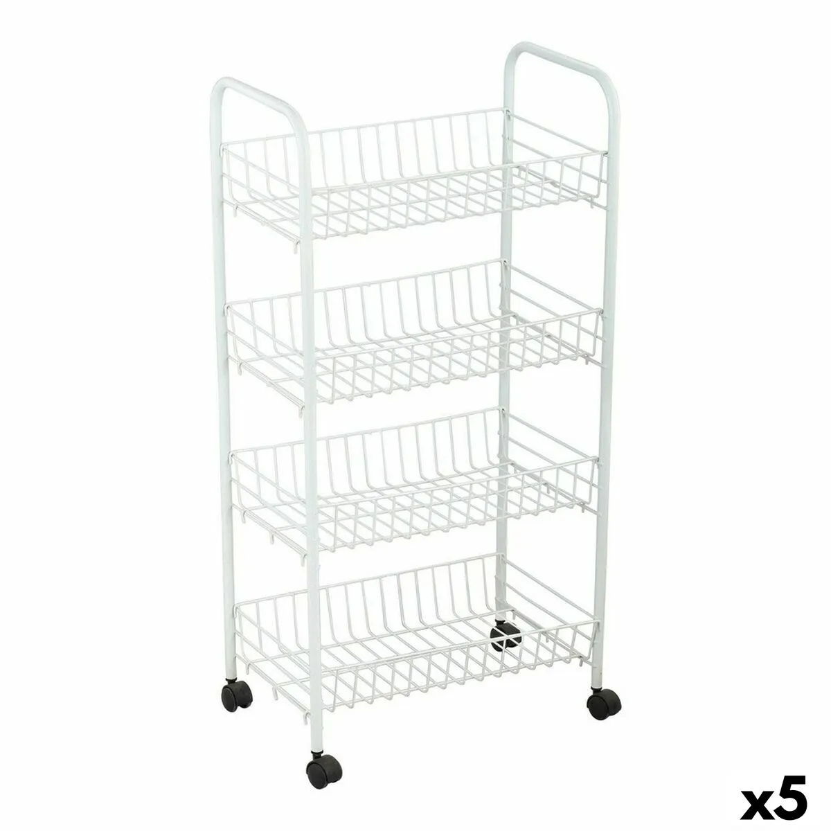 Carrello per Verdure Confortime Bianco Metallo 4 Mensole 36 x 26,5 x 86 cm (5 Unità)