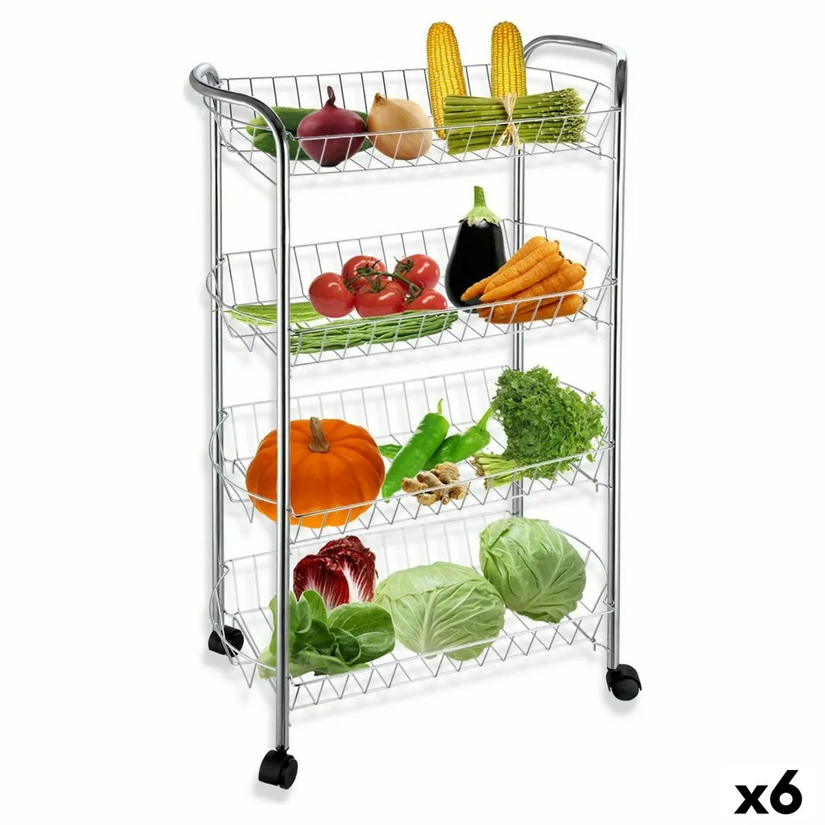 Carrello per Verdure Confortime 4 Mensole Metallo 51 x 27 x 84 cm (6 Unità)