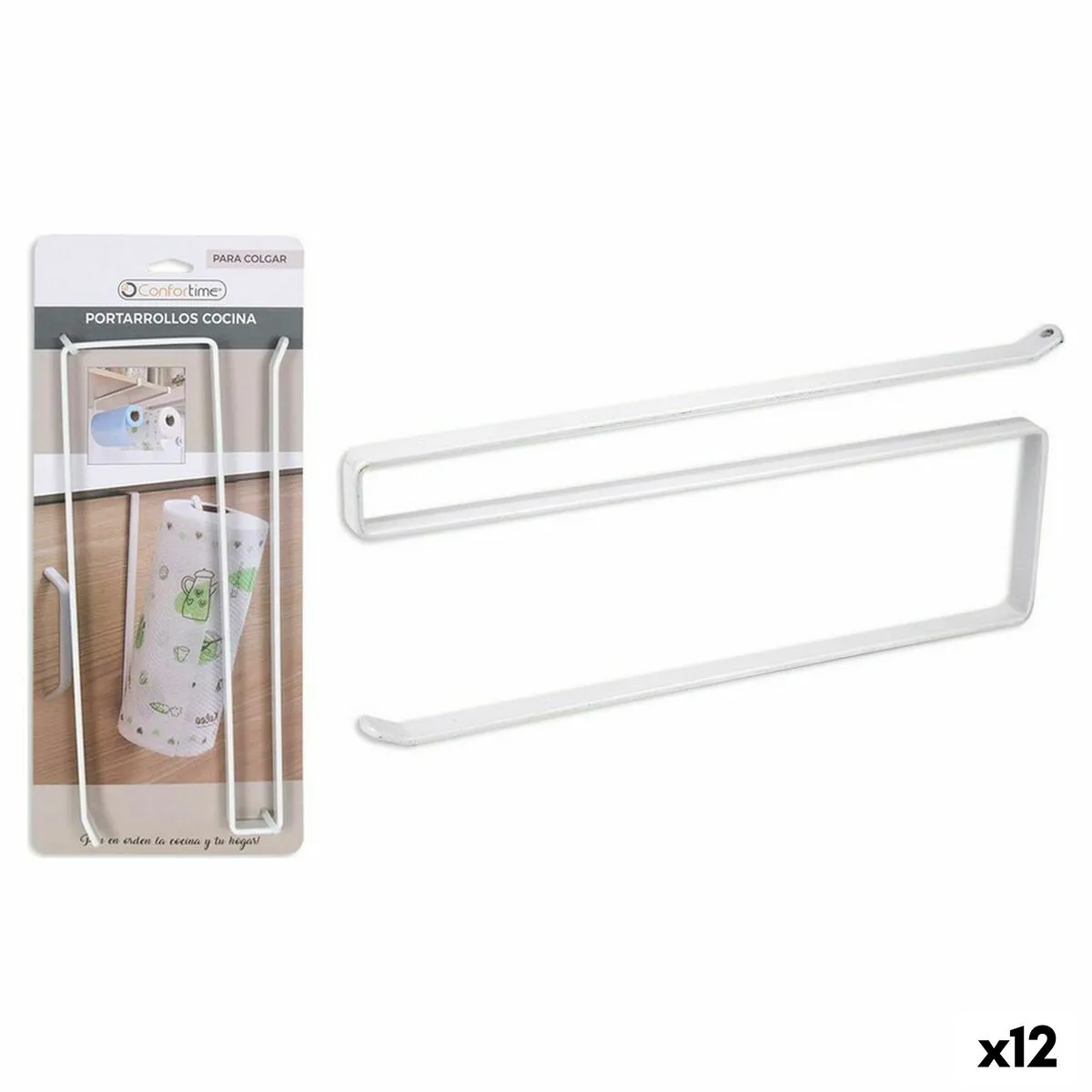 Portarotolo di Carta da Cucina Confortime Bianco Metallo 26 x 10 x 1,3 cm (12 Unità)