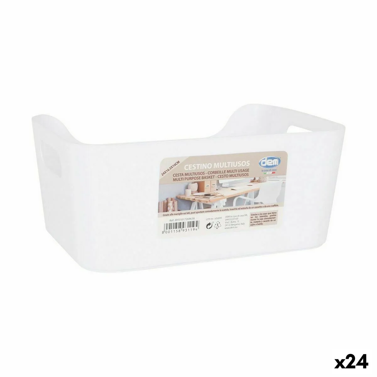 Cestino Multiuso Confortime Bianco 24 x 16,5 x 10 cm (24 Unità)