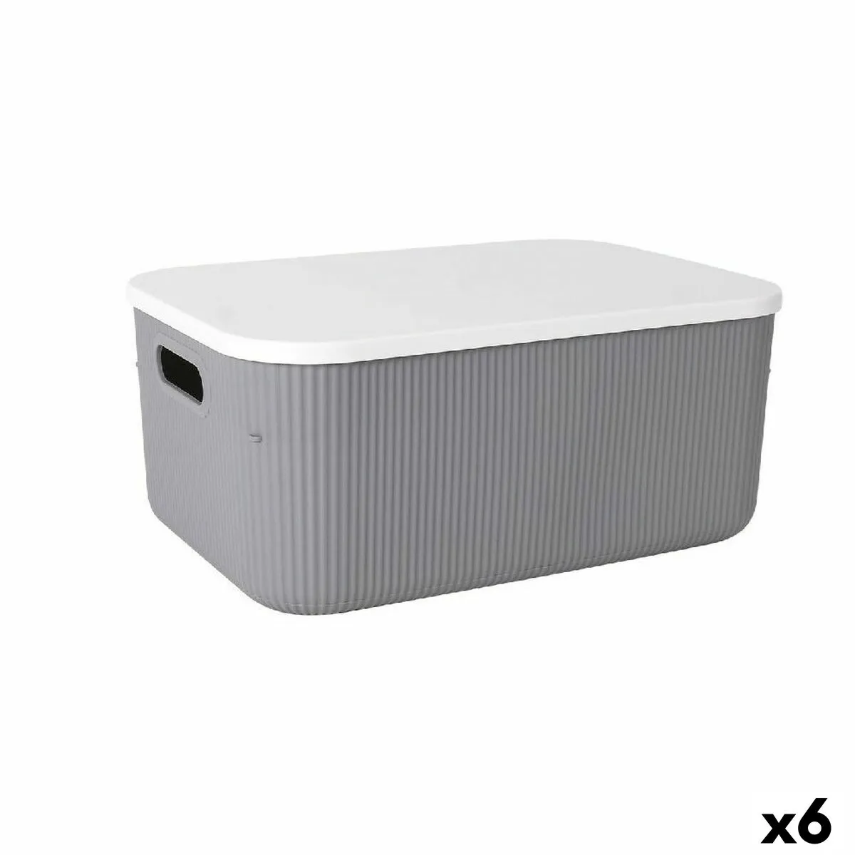 Scatole per conservare Lova Con coperchio Plastica Grigio 37,4 x 26,1 x 16,4 cm (6 Unità)