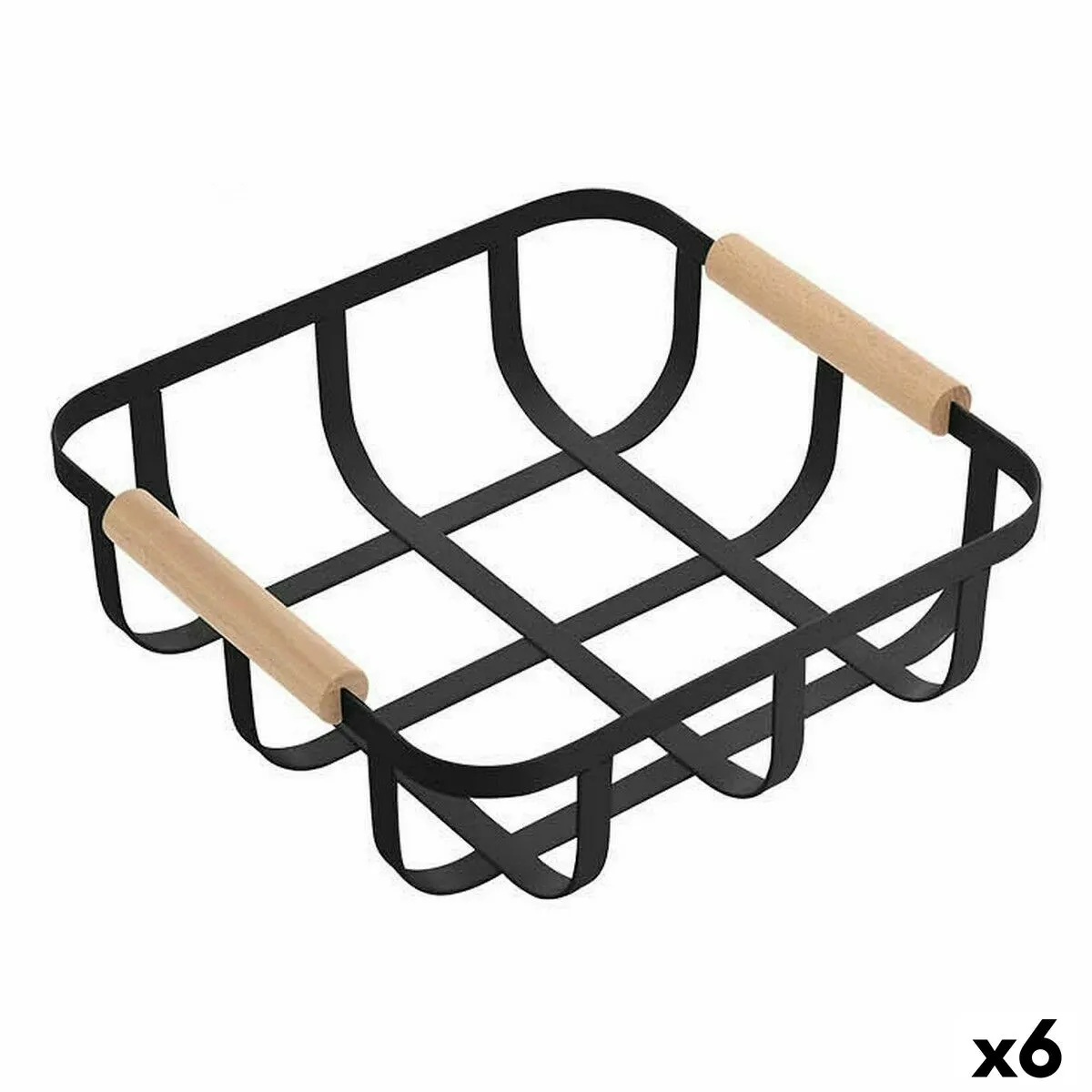 Cestino Multiuso Confortime Nero 23 x 23 x 8 cm (6 Unità)