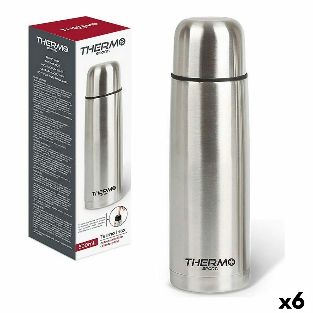 Thermos per Alimenti ThermoSport Acciaio inossidabile 500 ml 6,8 x 24,5 cm (6 Unità)