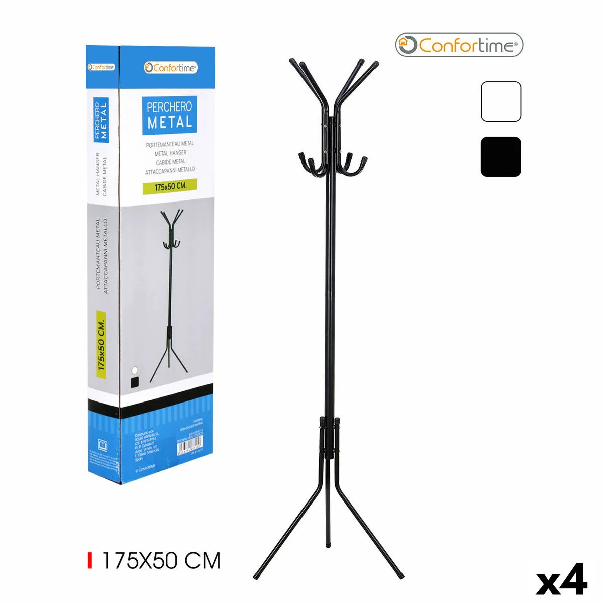 Attaccapanni da Terra Confortime Metallo 175 x 50 cm (4 Unità)