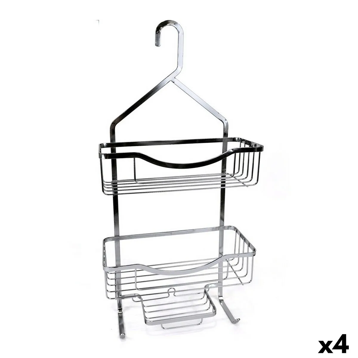 Portaoggetti da Doccia Confortime Chromed Alluminio Argentato 27,5 x 12,5 x 63 cm (4 Unità)