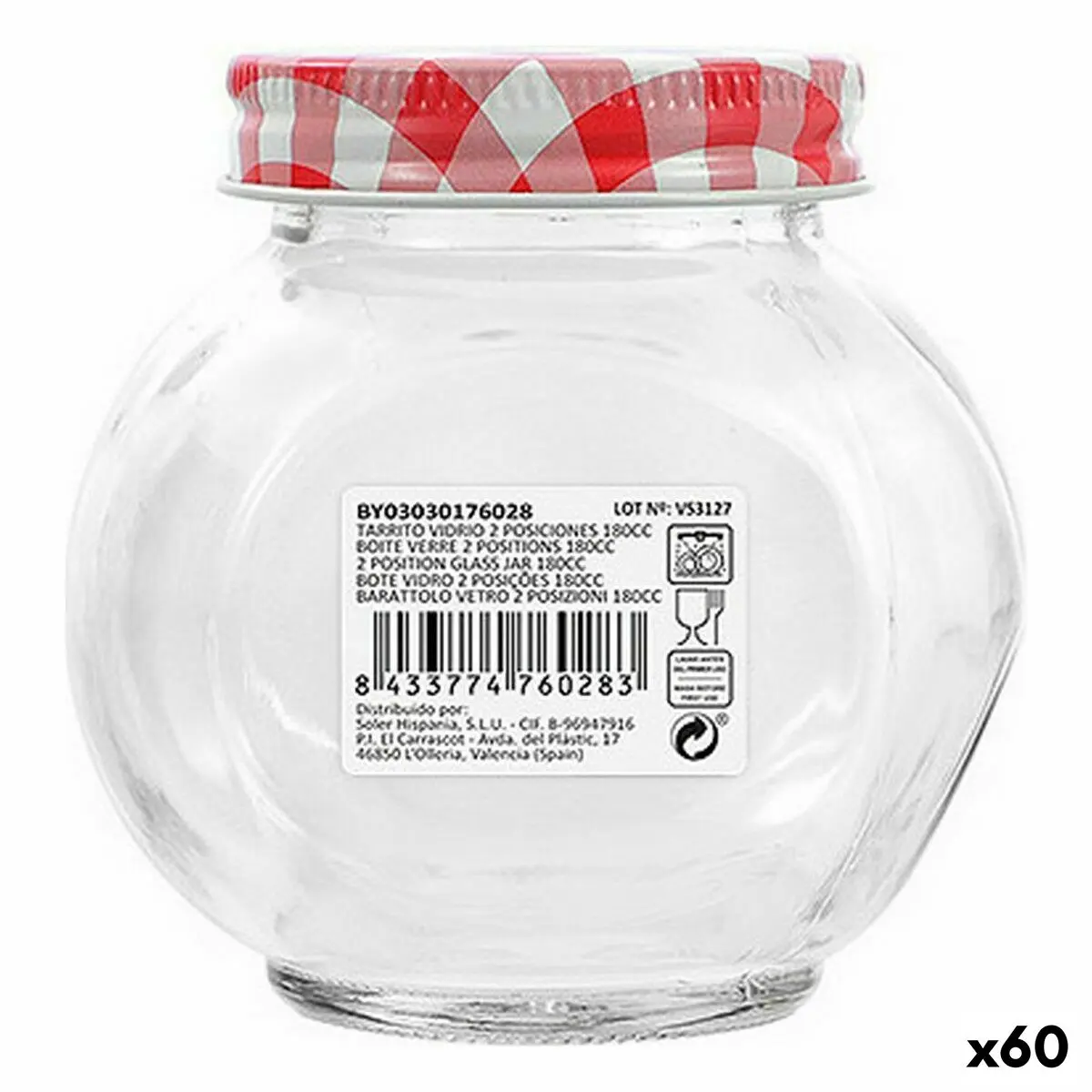 Vaso Mediterraneo Vetro 180 ml 8 x 6,1 x 8 cm (60 Unità)