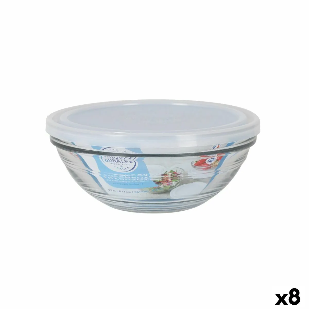 Porta Pranzo Rotondo con Coperchio Duralex FreshBox 970 ml ø 17 x 7 cm (8 Unità)