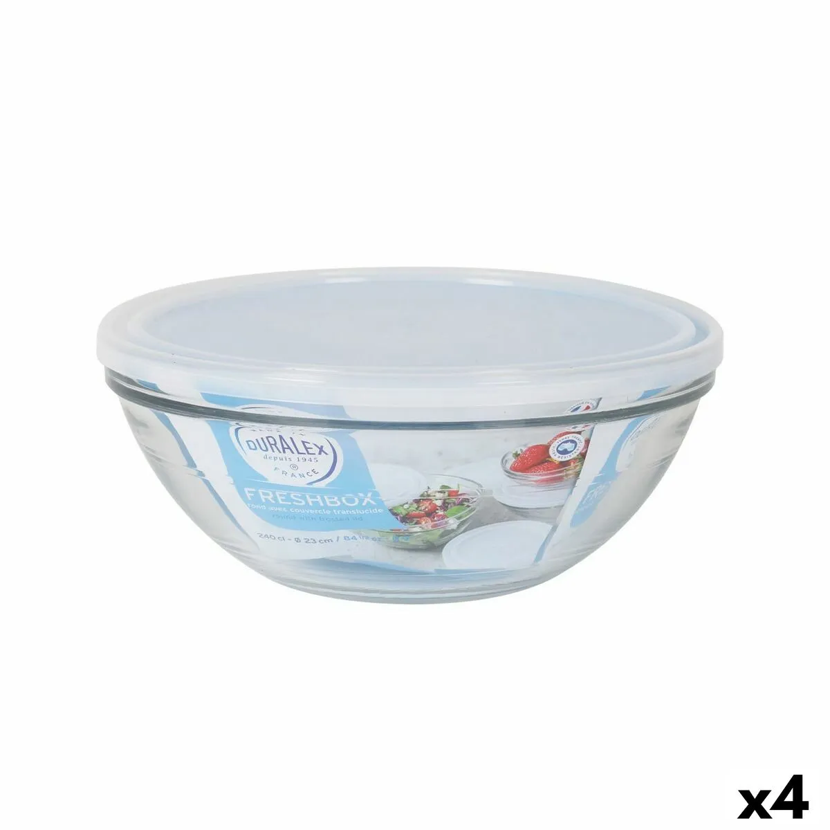 Porta Pranzo Rotondo con Coperchio Duralex FreshBox 2,4 L (4 Unità)