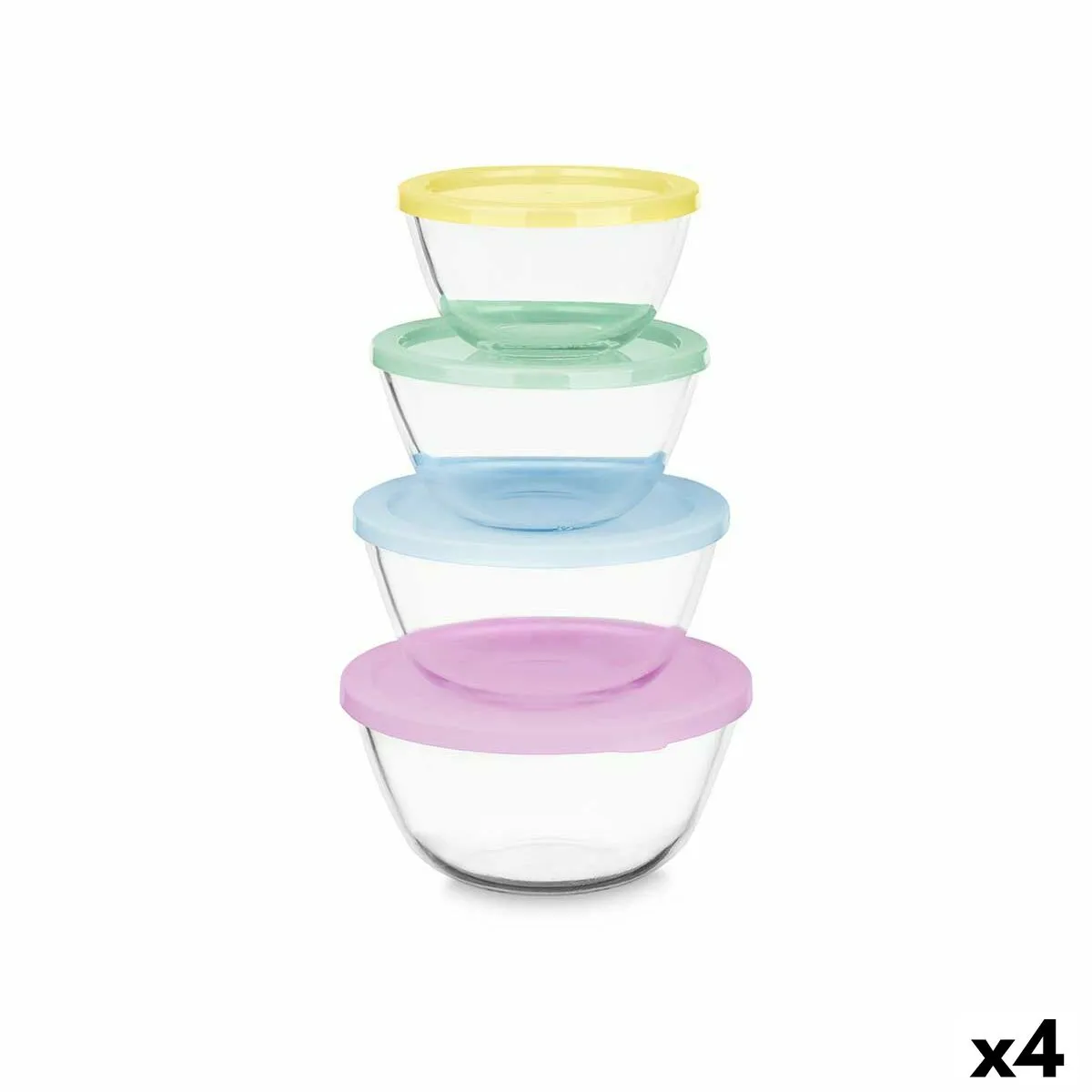 Set di scatole porta pranzo Vetro Borosilicato 800 ml 1 L 1,6 L 2,1 L (4 Unità)