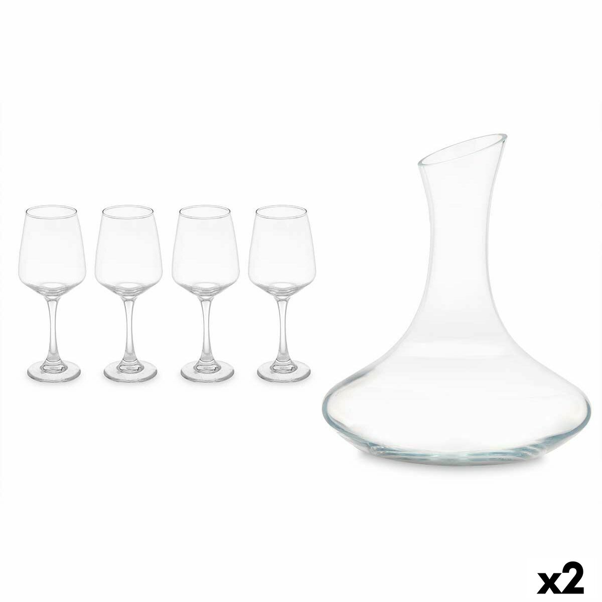 Set Vino Trasparente Vetro 420 ml 1,8 L (2 Unità)