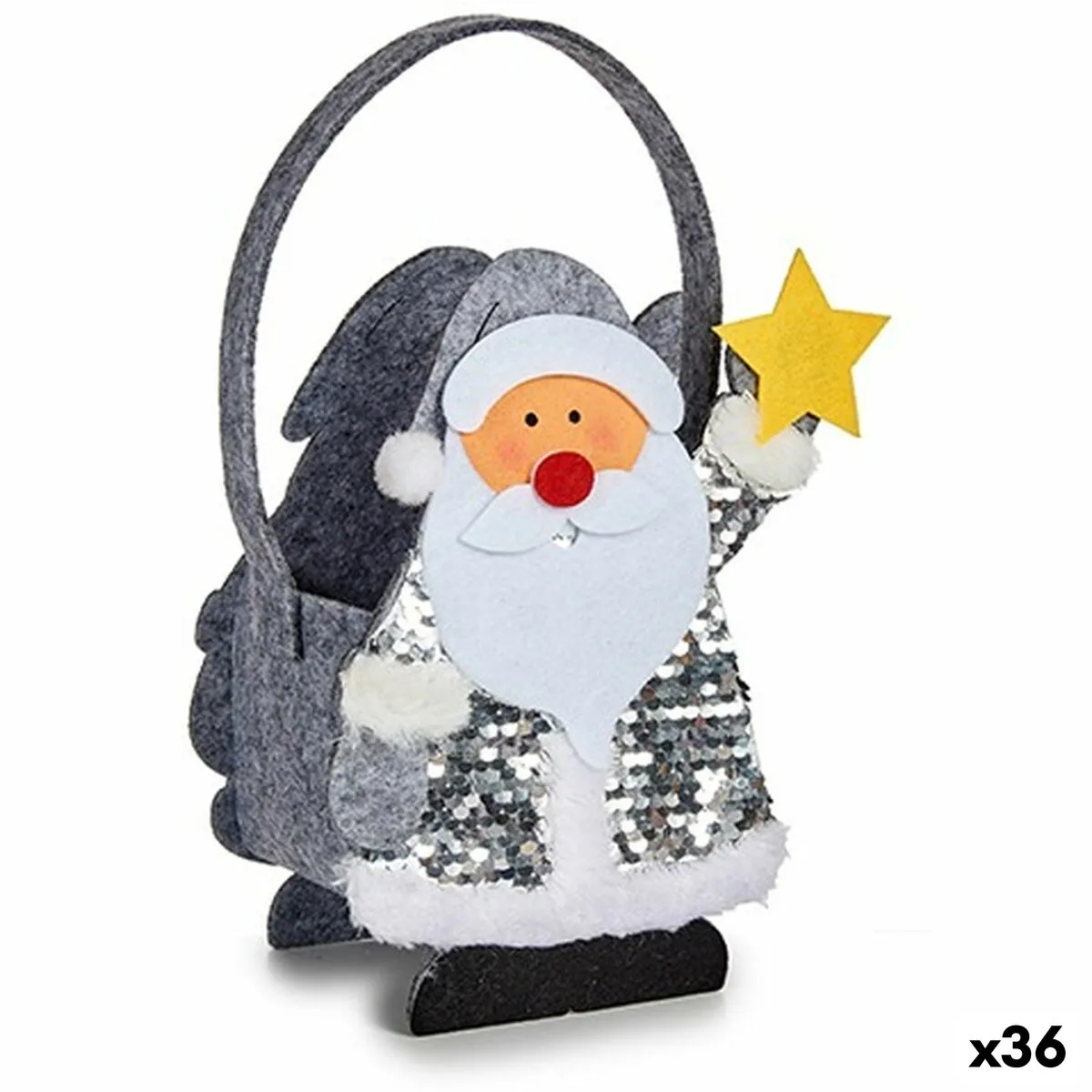 Cesta Decorativa Babbo Natale Grigio 16 x 20 x 10 cm (36 Unità)