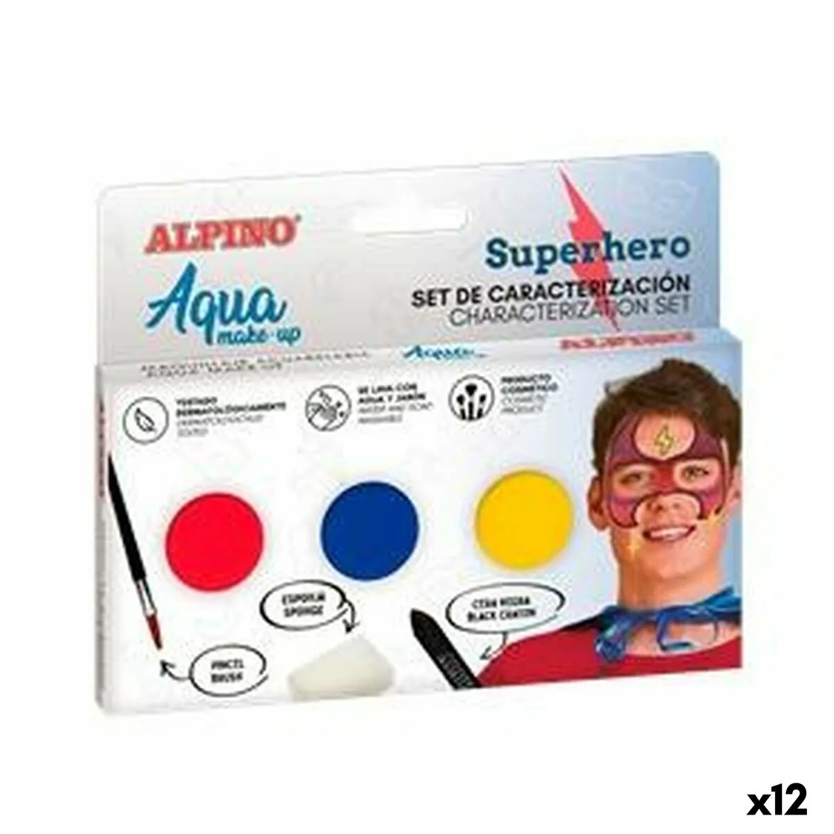 Set di Trucchi per Bambini Alpino Superhero Ad acqua (12 Unità)