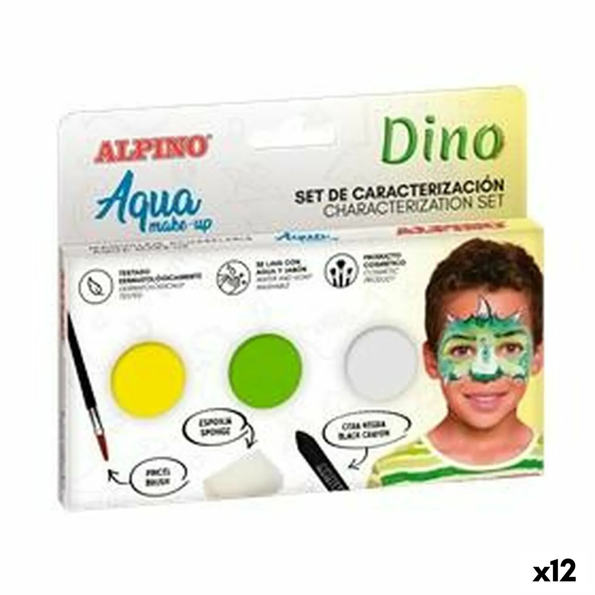 Set di Trucchi per Bambini Alpino Dino Ad acqua (12 Unità)