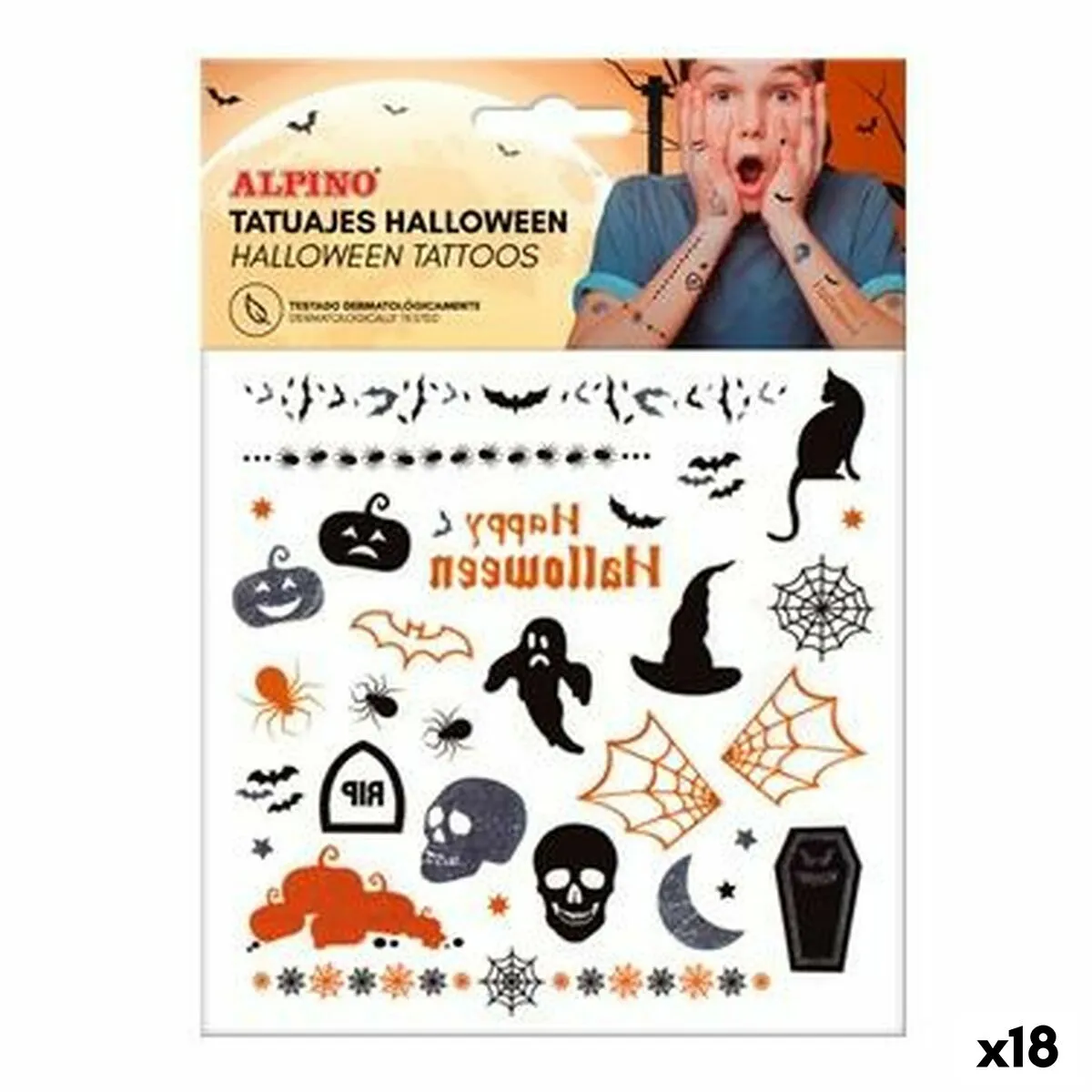 Tatuaggi Temporanei Alpino Halloween (18 Unità)