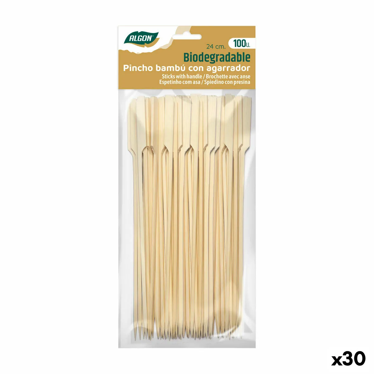 Stuzzicadenti in Bambù Algon 24 cm Set 100 Pezzi (30 Unità)