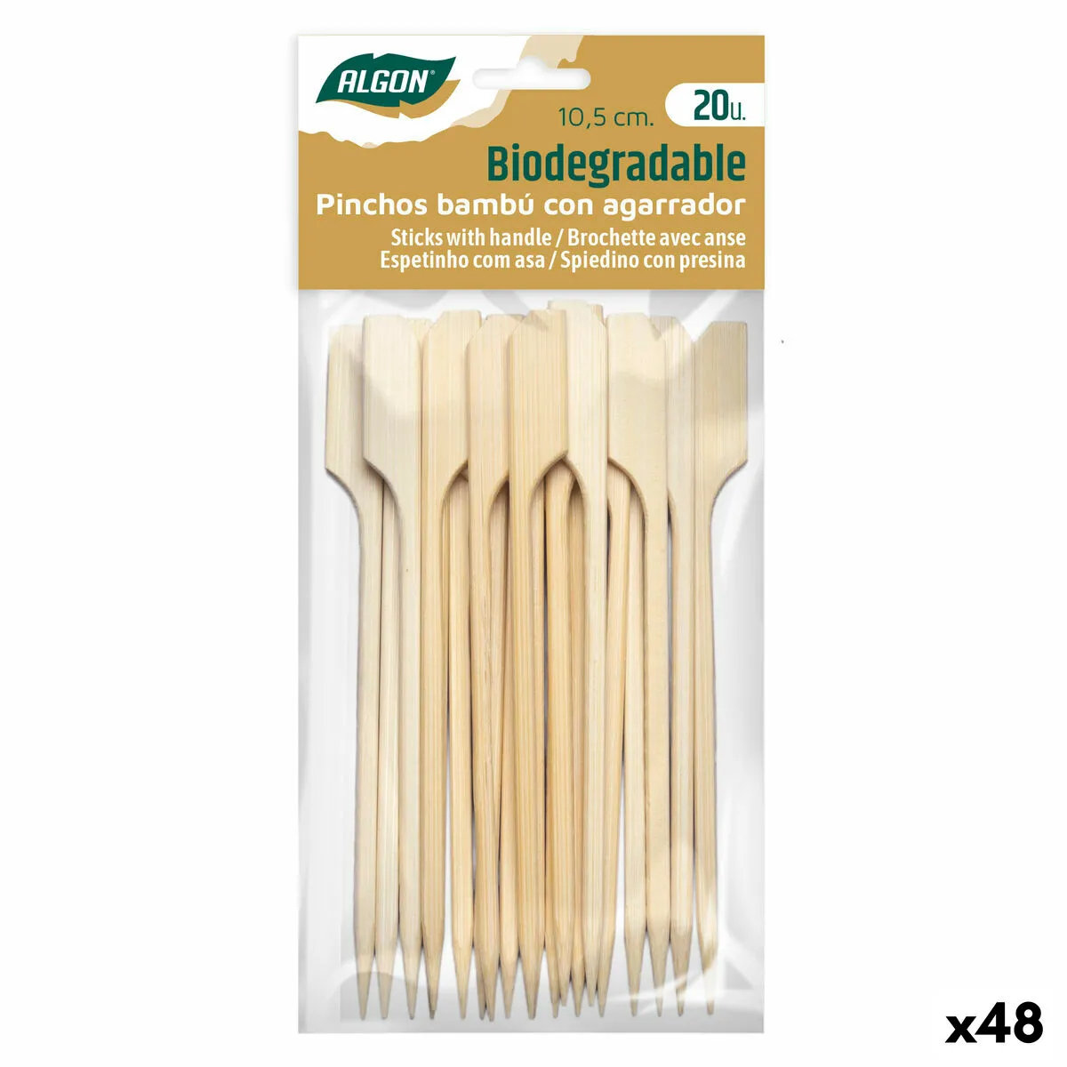 Stuzzicadenti in Bambù Algon 10,5 cm Set 20 Pezzi (48 Unità)