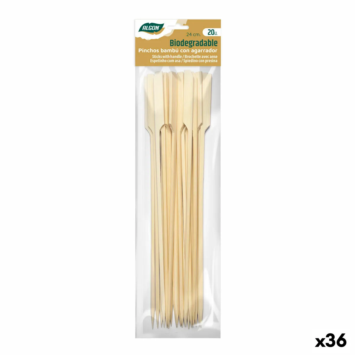 Stuzzicadenti in Bambù Algon 24 cm Set 20 Pezzi (36 Unità)