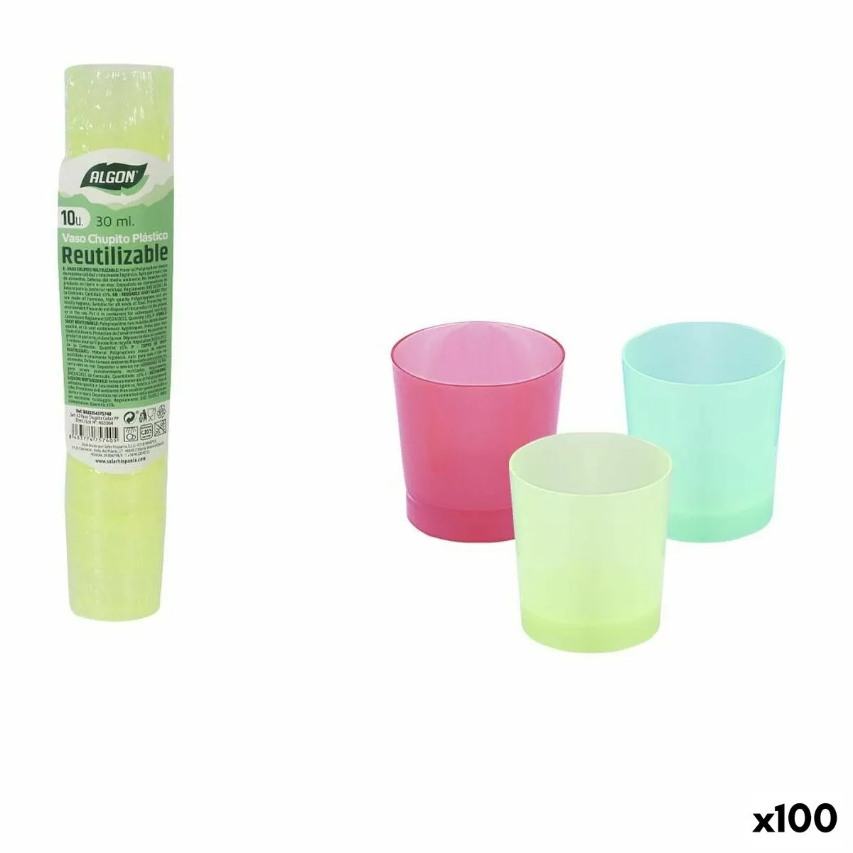 Set di Bicchierini da Chicchetto Algon Riutilizzabile polipropilene 10 Pezzi 30 ml (100 Unità)