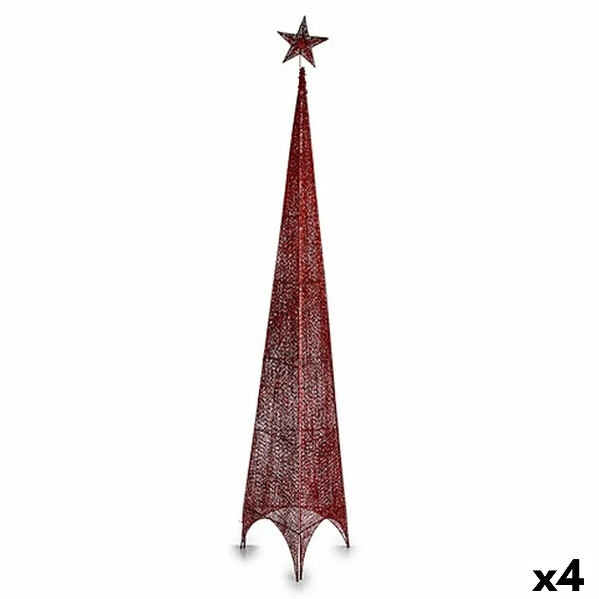 Albero di Natale Torre Rosso Metallo Plastica 39 x 186 x 39 cm (4 Unità)