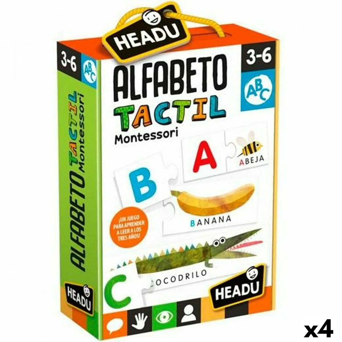 Gioco Educativo HEADU Alfabeto táctil Montessori (4 Unità)