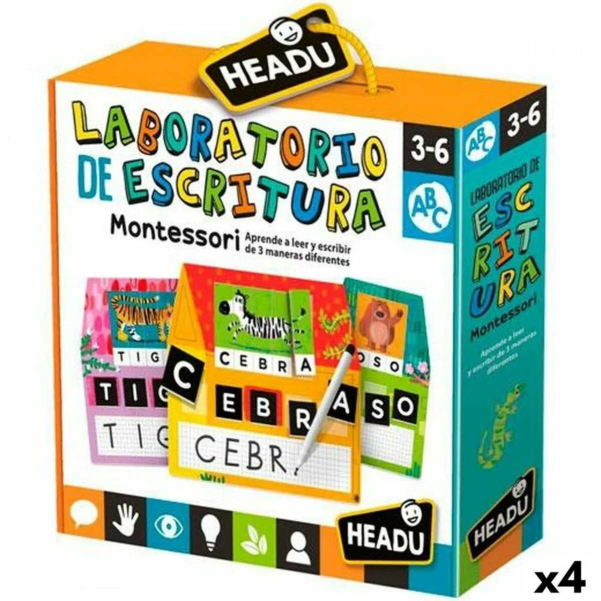 Gioco Educativo HEADU Laboratorio de escritura Montessori (4 Unità)