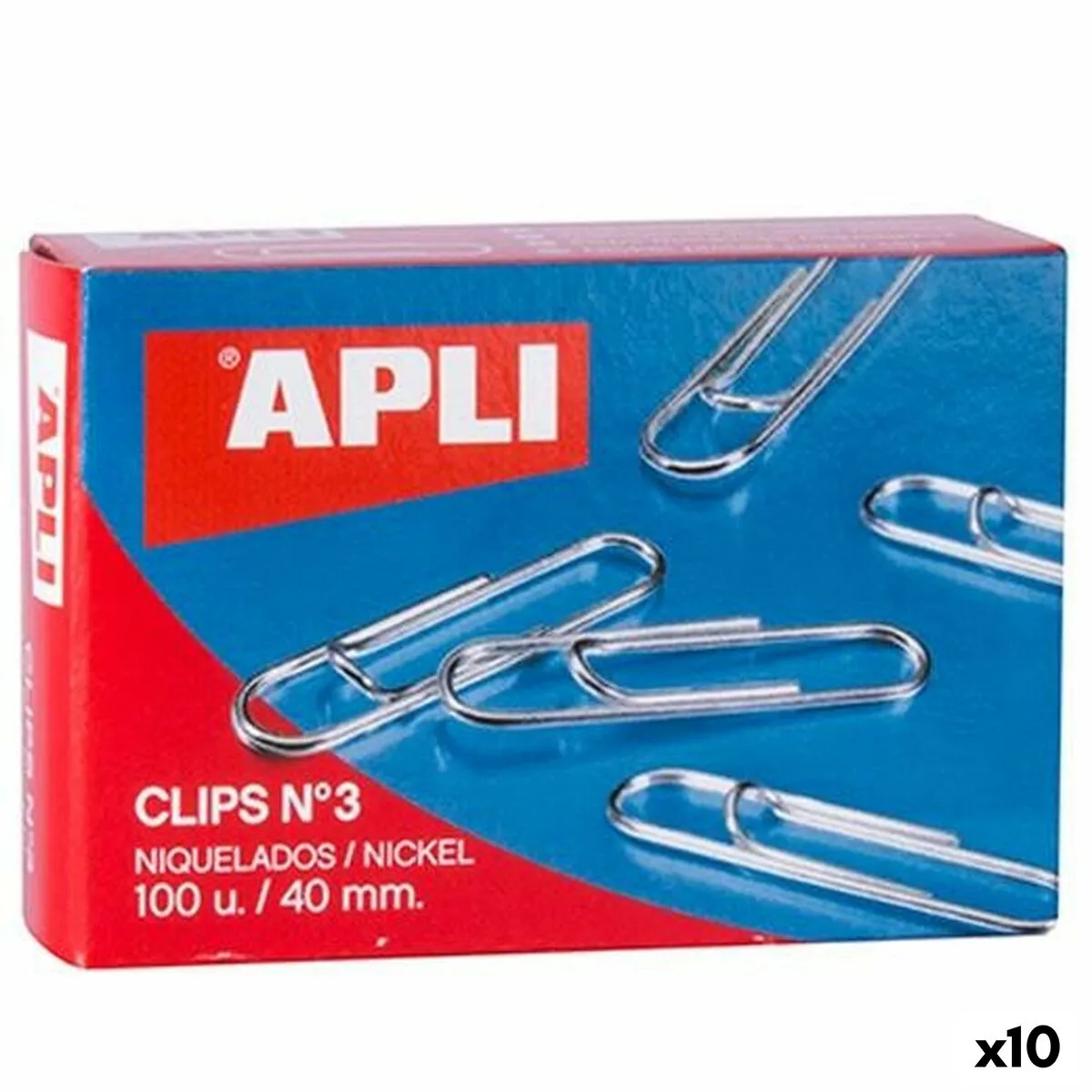 Clips Apli Nº 3 nichel 40 mm (10 Unità)