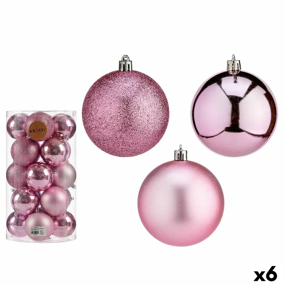 Set di palline di Natale Rosa Plastica Ø 8 cm (6 Unità)