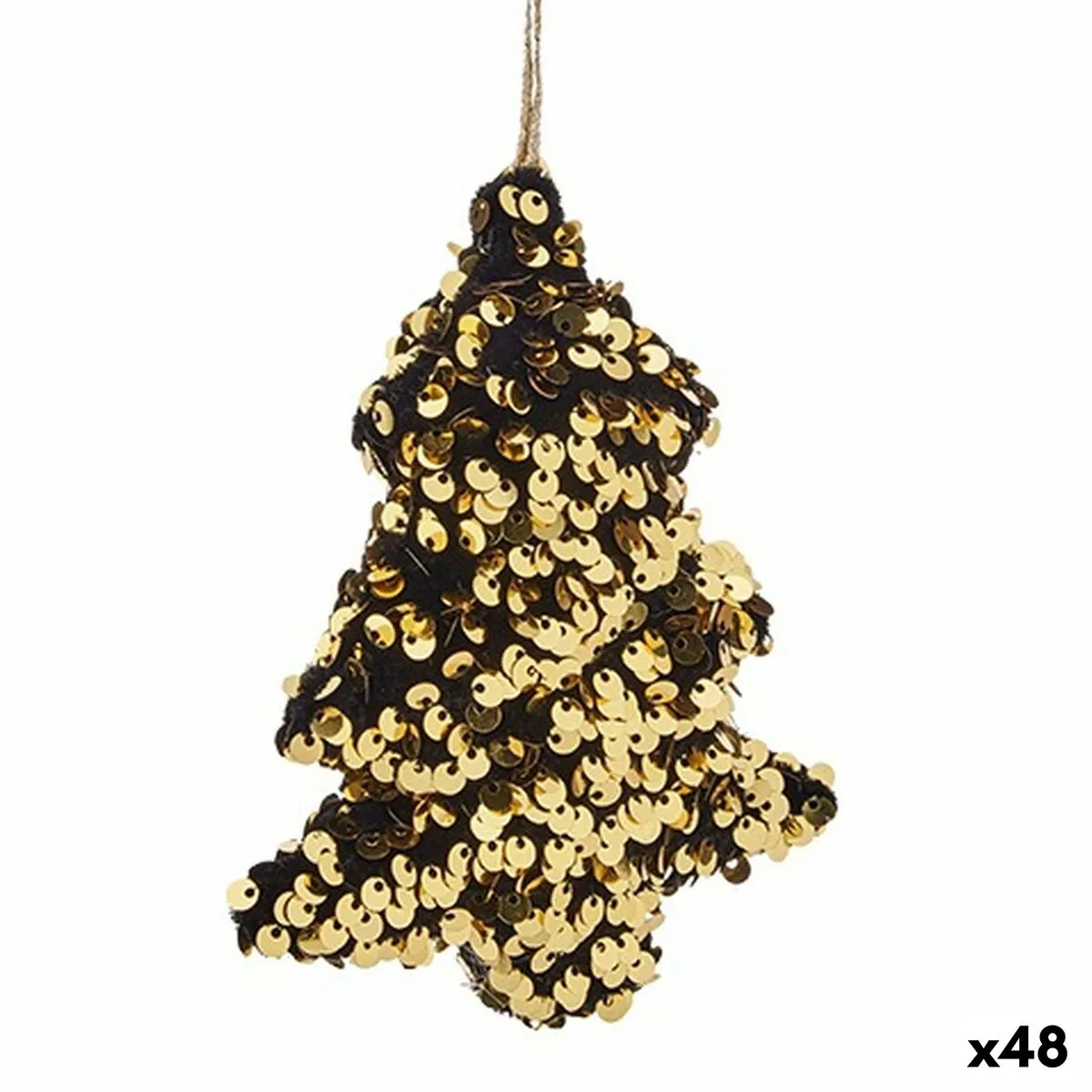 Decorazione Natalizia Albero di Natale Dorato Plastica Paillettes 10 x 4 x 13 cm (48 Unità)