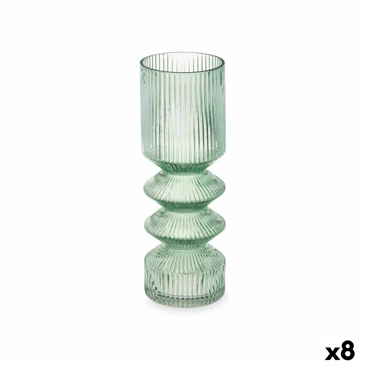 Vaso Righe Verde Cristallo 8 x 23 x 8 cm (8 Unità)