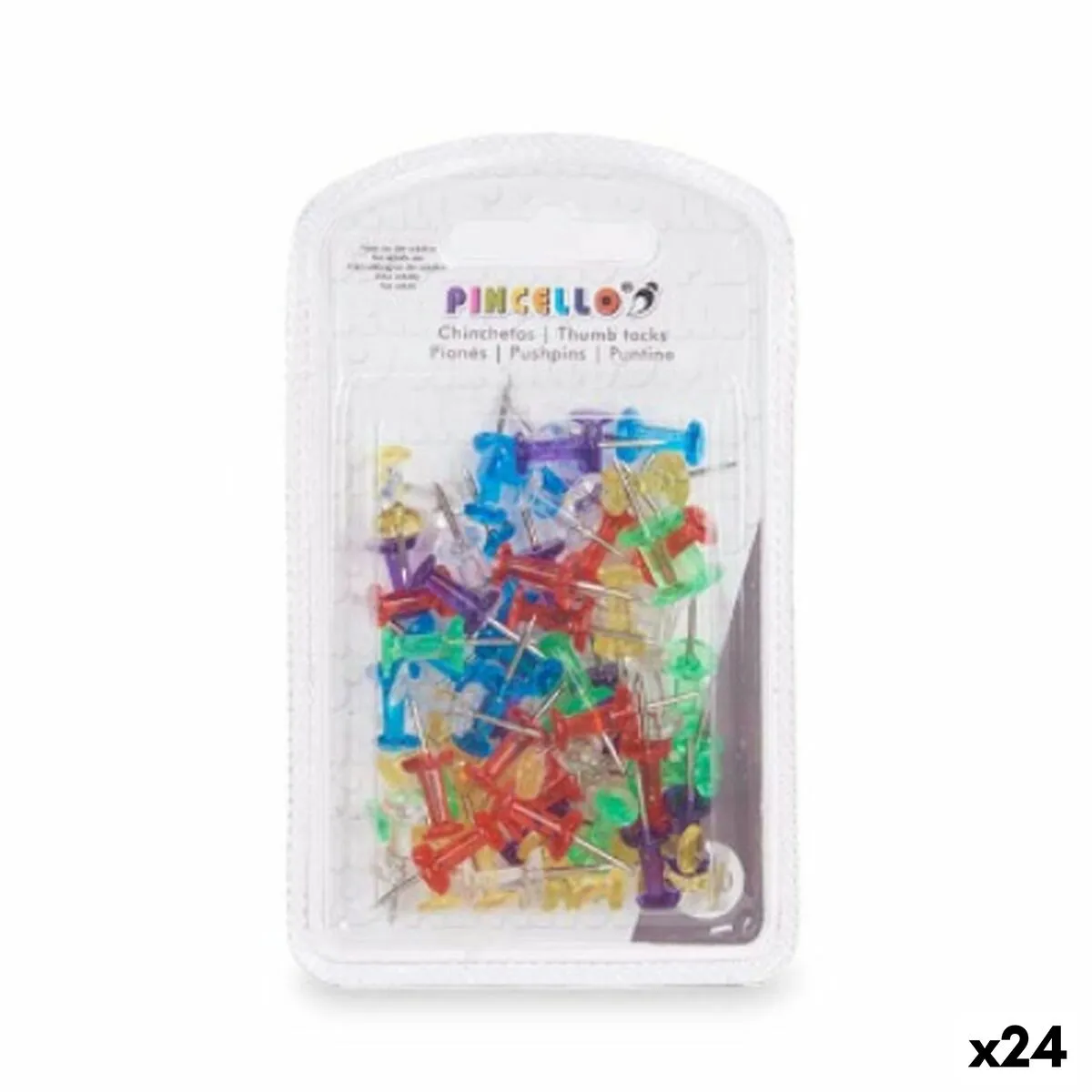 Puntine Multicolore Metallo Plastica (24 Unità)