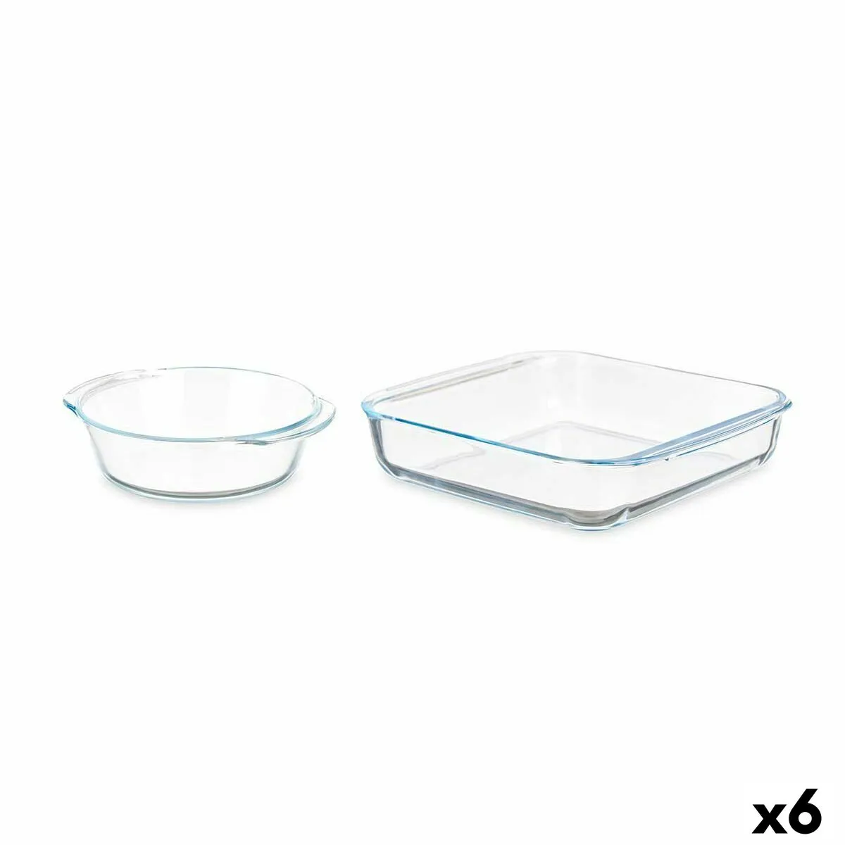 Set di Vassoi Trasparente Vetro Borosilicato 800 ml 1,8 L (6 Unità)