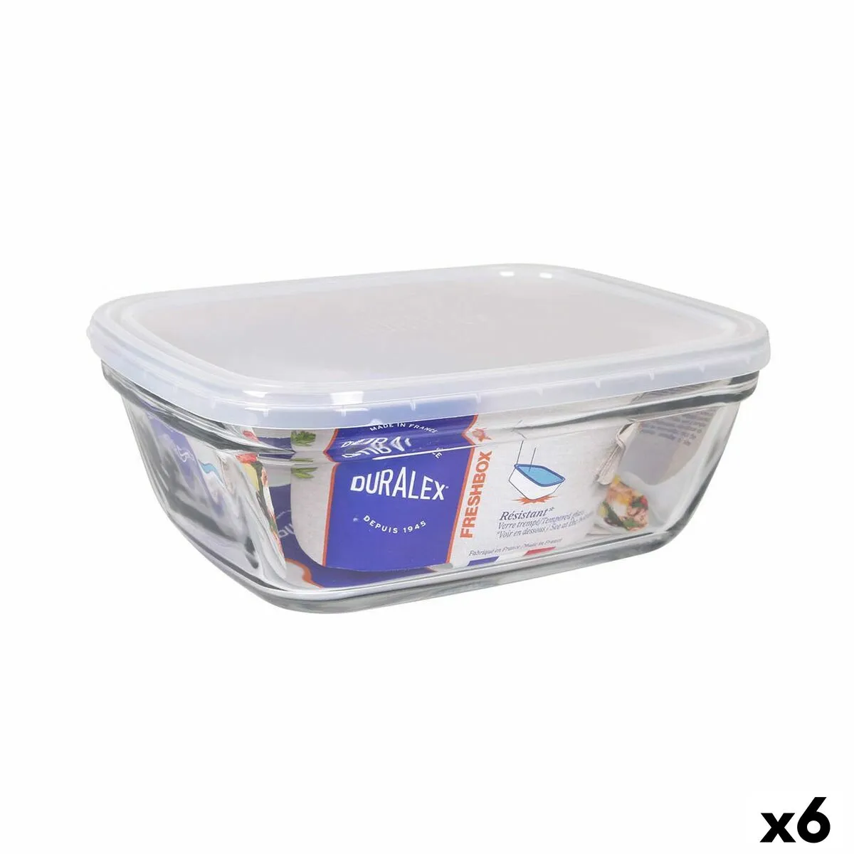 Portapranzo Rettangolare con Coperchio Duralex Freshbox Trasparente 1,7 L 21,5 x 16,5 x 8 cm (6 Unità)