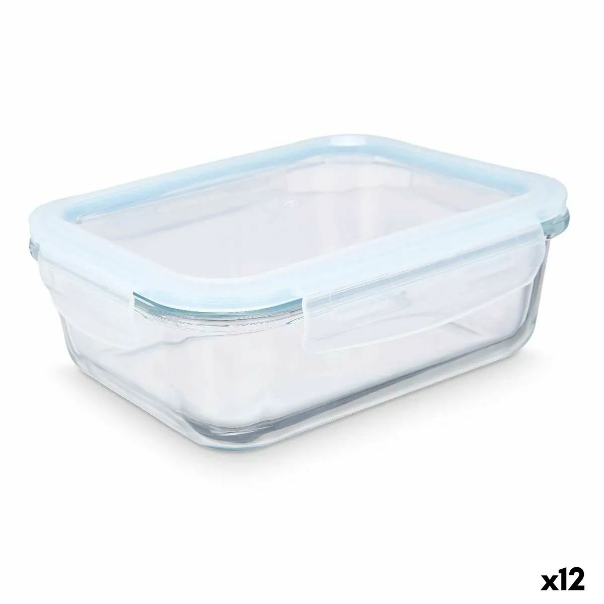 Porta pranzo Trasparente Silicone Vetro Borosilicato 1 L 22 x 7 x 16,5 cm (12 Unità)