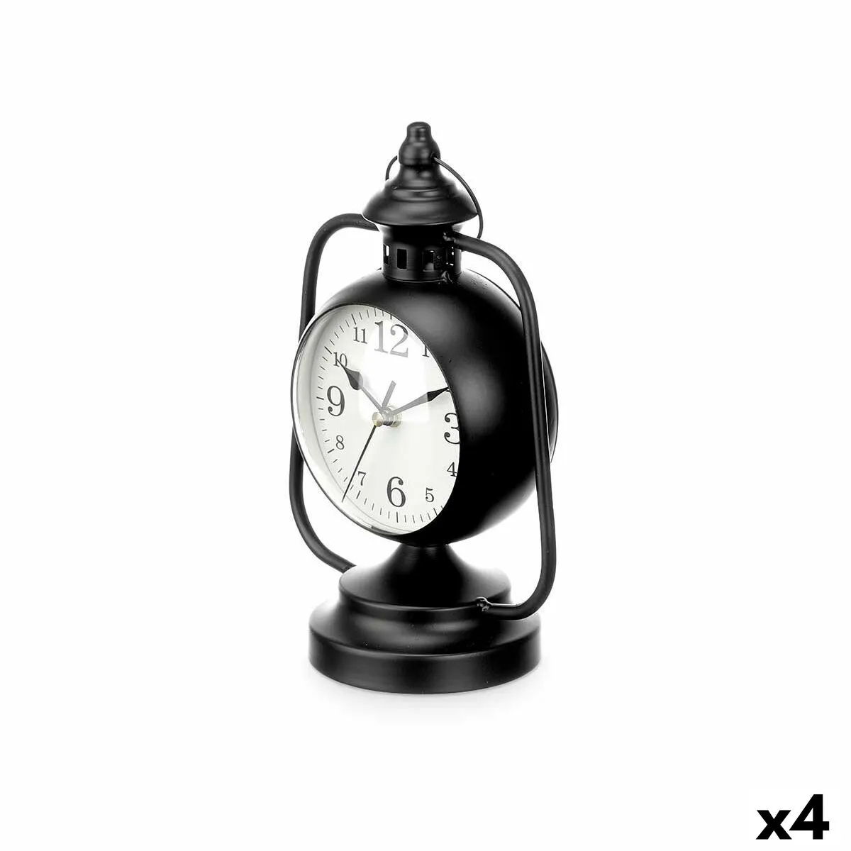 Orologio da Tavolo Lampada Nero Metallo 17 x 25 x 11,3 cm (4 Unità)