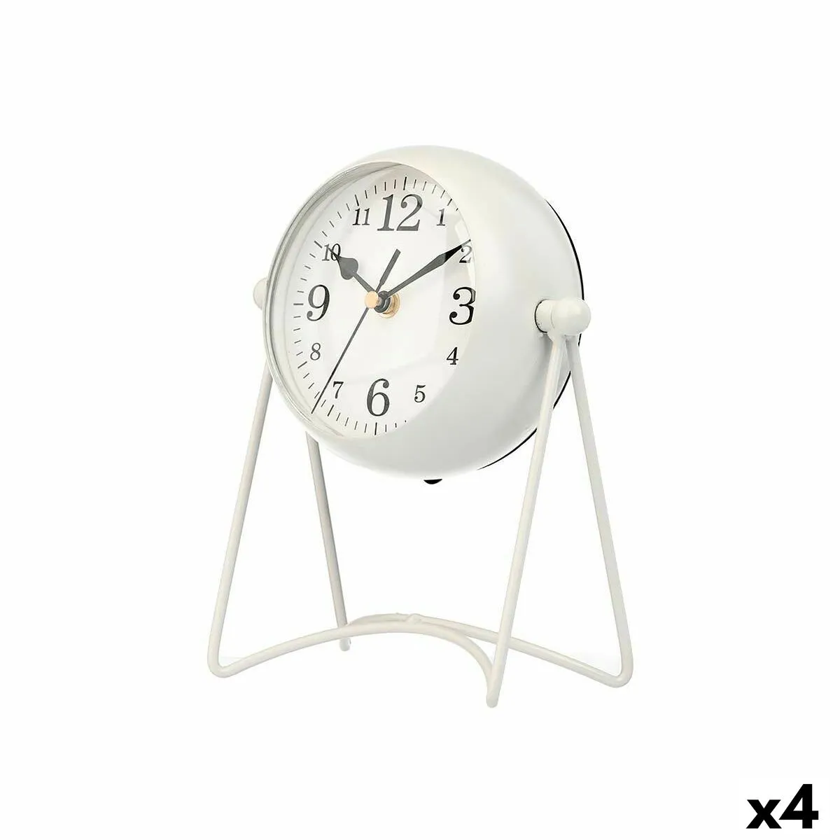 Orologio da Tavolo Bianco Metallo 15,5 x 20 x 11 cm (4 Unità)