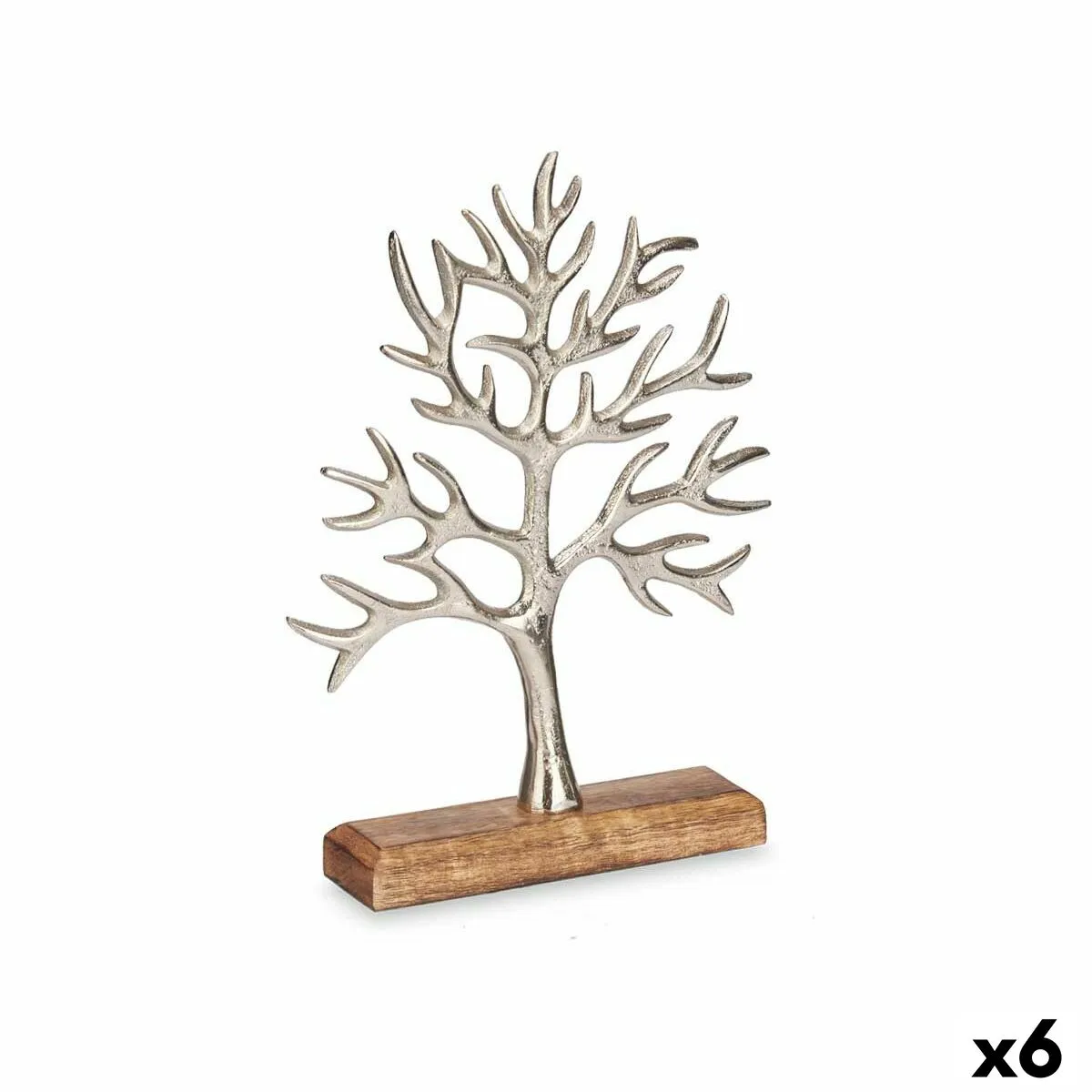 Statua Decorativa Albero Argentato Metallo 22 x 29,5 x 5 cm (6 Unità)