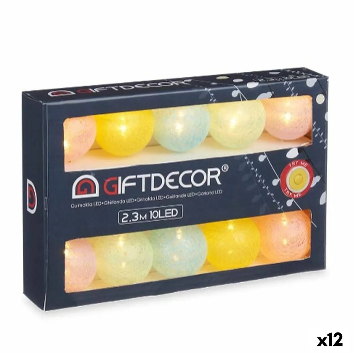 Ghirlanda di Luci LED Sfera Multicolore 2,3 m (12 Unità)