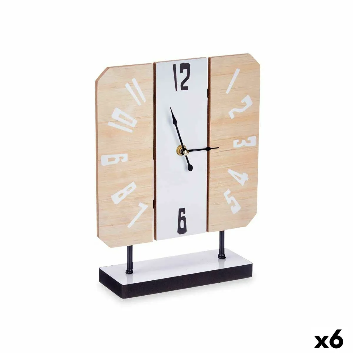 Orologio da Tavolo Bianco Metallo Legno MDF 22 x 28 x 7 cm (6 Unità)