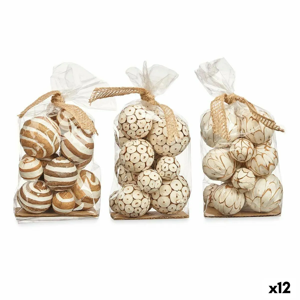 Set di palline decorative Bianco Marrone (12 Unità)