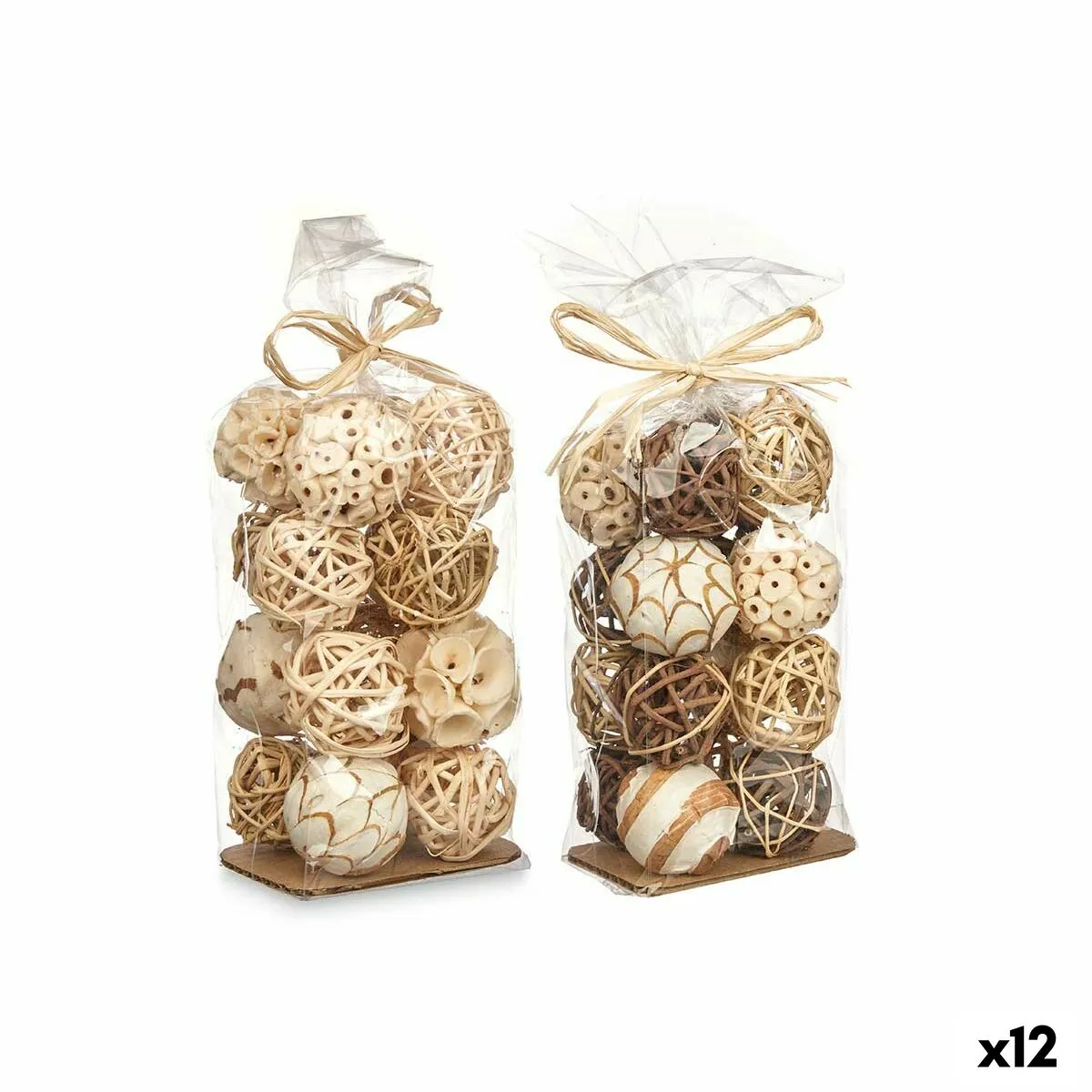 Set di palline decorative Bianco Marrone (12 Unità)