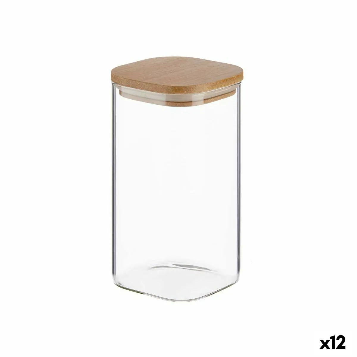 Vaso Marrone Trasparente Bambù Vetro Borosilicato 1,5 L 10,4 x 19 x 10,4 cm (12 Unità)