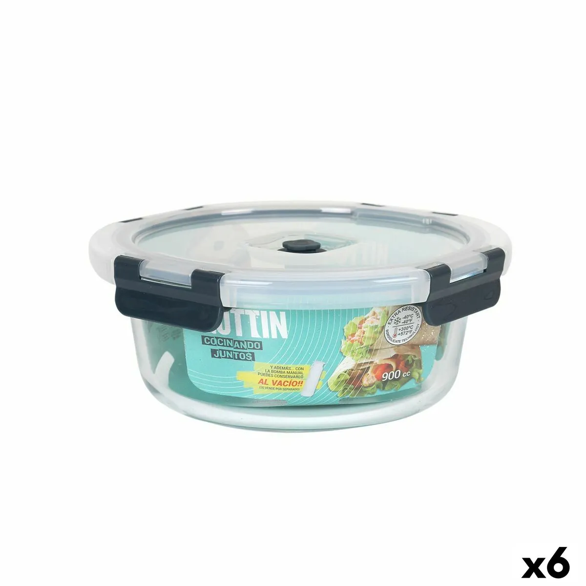 Porta pranzo Ermetico Quttin Rotonda 900 ml Ø 18 x 7,5 cm (6 Unità)