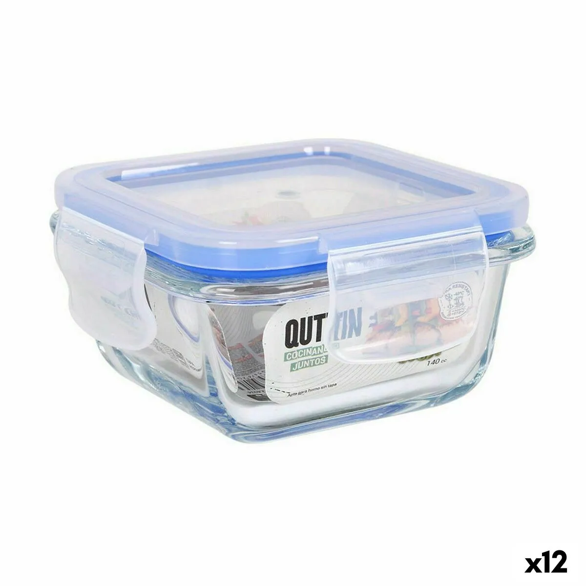 Porta pranzo Ermetico Quttin Quadrato 140 ml (12 Unità)