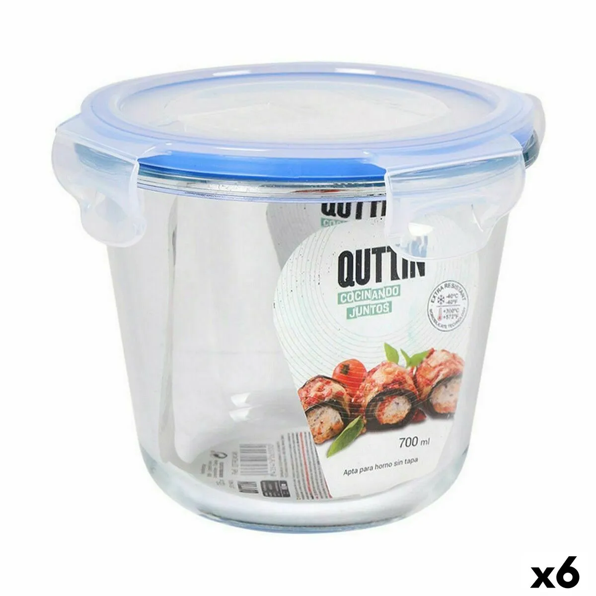 Porta pranzo Ermetico Quttin Rotonda 700 ml Ø 14 x 11,5 cm (6 Unità)