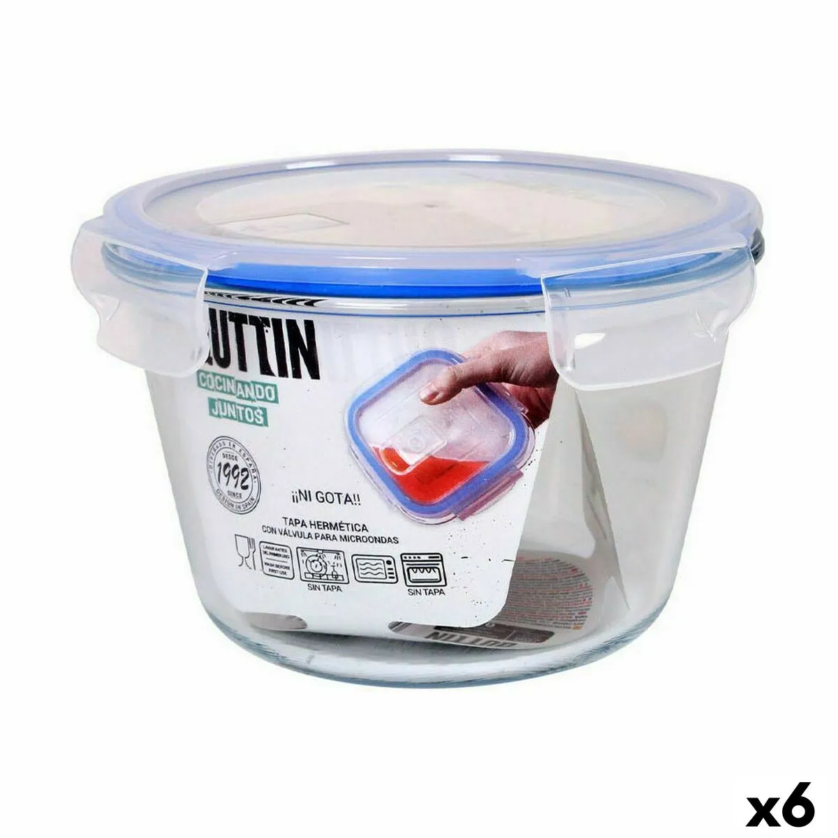 Porta pranzo Ermetico Quttin   Rotonda 2 L 20 x 20 x 13 cm (6 Unità)